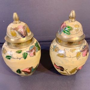 Vintage hand painted fine copper lid jar